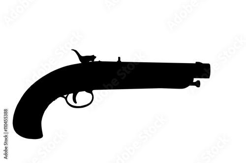 flintlock pisto silhouettel isolated