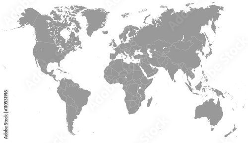 Grayscale World Map - illustration 