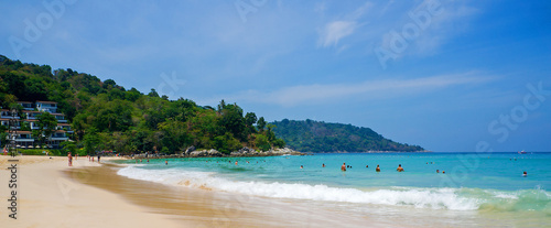 Tourists on Kata Noi beach on a sunny day, Phuket, Thailand 