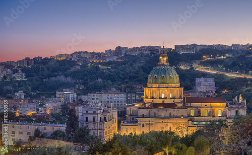 Sunset on The Buon Consiglio church in Naples, imitation of St.