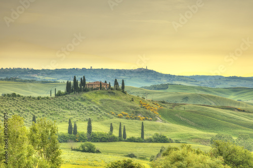 Beautiful Tuscany landscape in sunrise
