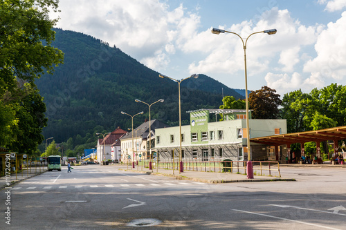 Exterior view of the main railway station in Ruzomberok