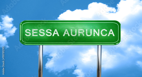 Sessa aurunca vintage green road sign with highlights