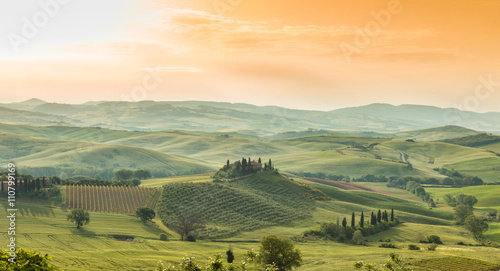 Landscape of Tuscany, hills and meadows, Toscana - Italy