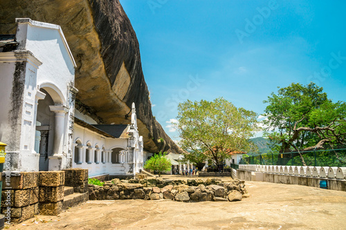 Cave in Dambulla, Sri Lanka. Cave temple has five caves under a vast overhanging rock and dates back to the first century BC.