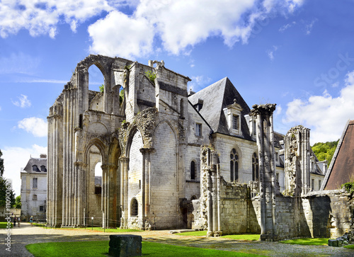 Saint Wandrille Rancon, the ruins church in Abbey of St. Wandrille in Normandy, France. A significant monument 13th and 14th century