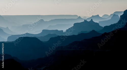 Almost blue Grand Canyon panorama before sunset