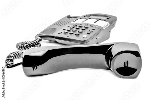 Business Phone off the Hook On White Background