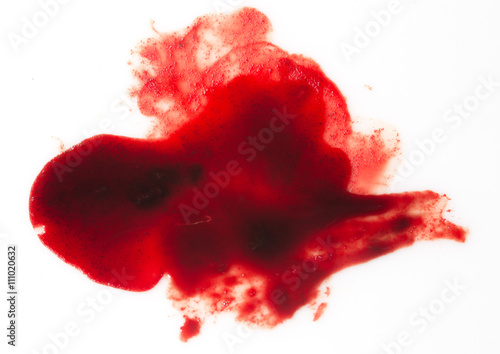 smeared red blood on white background