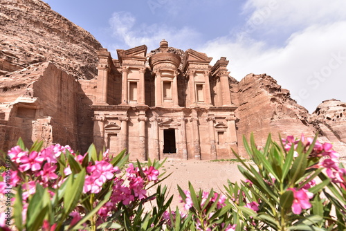 Ad Deir is a monumental building carved out of rock in the ancient Jordanian city of Petra
