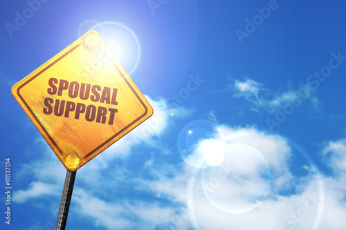 spousal support, 3D rendering, a yellow road sign