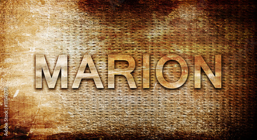 marion, 3D rendering, text on a metal background