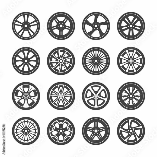 Wheels icons set