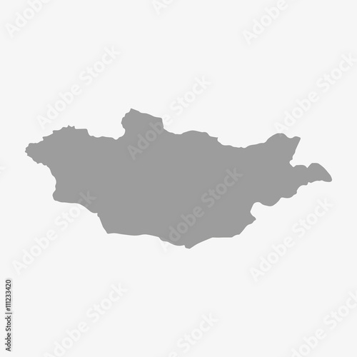 Mongolia map in gray on a white background