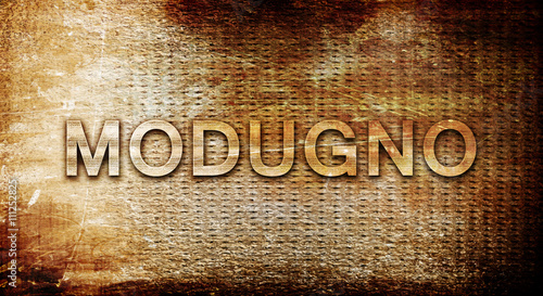 Modugno, 3D rendering, text on a metal background