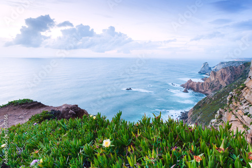 .Lovely evening at Cape Roca is the westernmost point of mainland Europe and mainland Portugal