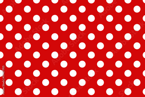 Red polka dot background.