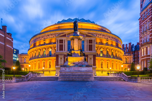 Illuminated Royal Albert Hall, London, England, UK at night