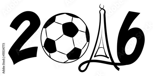 2016 European Soccer Championship With Football and Paris Eiffel tower