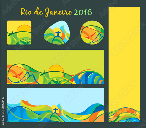 Rio 2016 - banners and buttons set, vector template