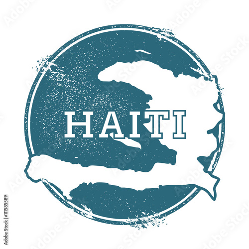 Grunge rubber stamp with name and map of Haiti, vector illustration. Can be used as insignia, logotype, label, sticker or badge of the country.