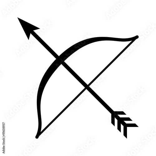 Long bow and arrow archery line art icon for games and websites