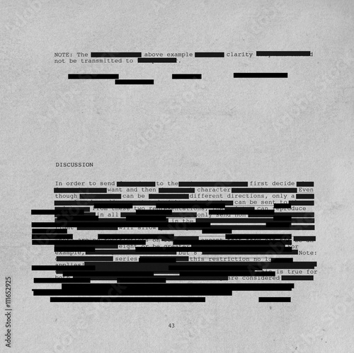 Redacted/censored text on photocopied background