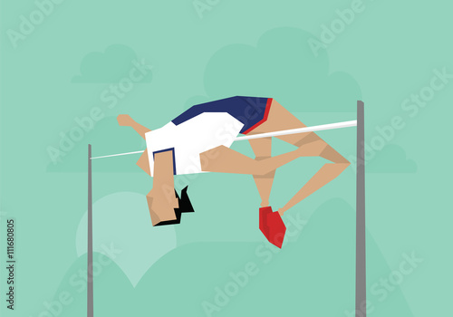 Illustration Of Female Athlete Competing In High Jump Event