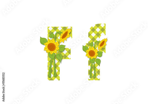 litera f, lato, słoneczniki