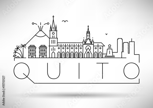 Minimal Quito City Linear Skyline with Typographic Design