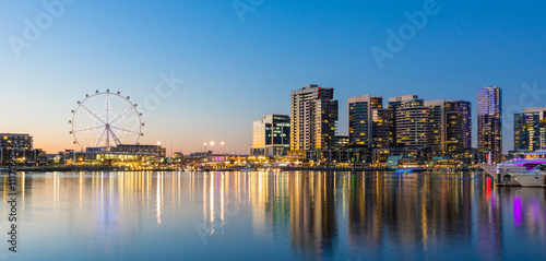 Panoramic image of the docklands waterfront area of Melbourne