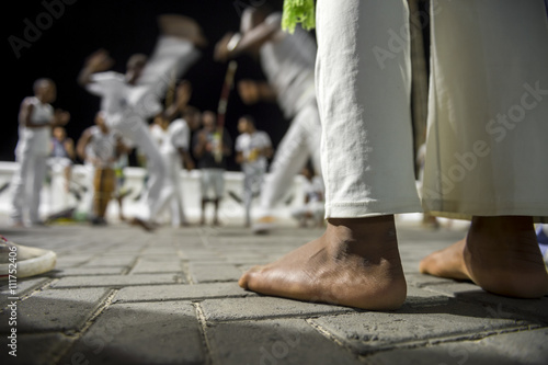 Brazilian capoeira group performing at night in Salvador, Bahia, Brazil