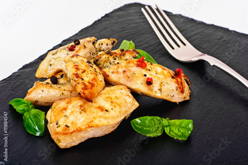 Grilled Chicken Fillet with Pepper, Basil and Tomato
