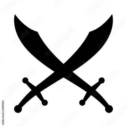 Crossed scimitars / swords flat icon for games and websites
