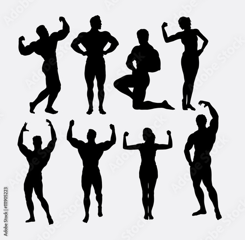 Male and female body builder, body beautiful sport silhouette. Good use for symbol, logo, mascot, sticker design, sign, or any design you want. Easy to use.