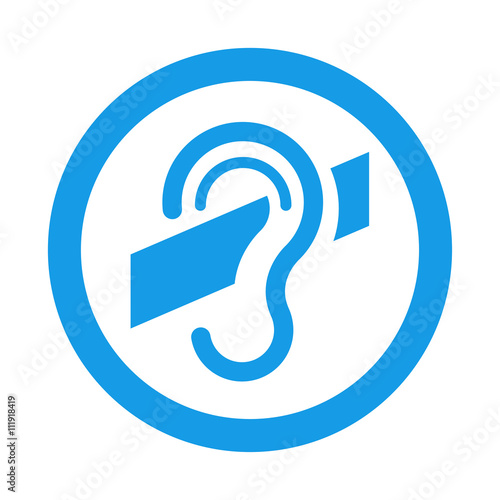 Icono plano sordo en circulo color azul