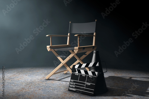 Director Chair, Movie Clapper and Megaphone in the volumetric li