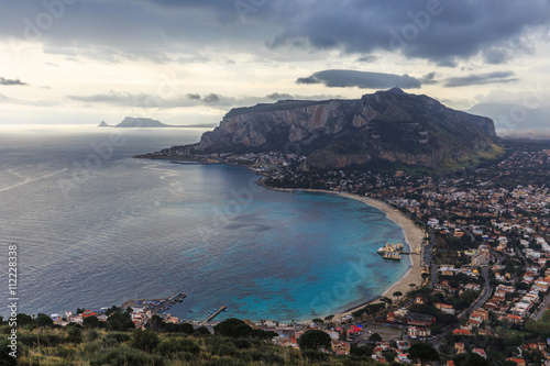 Sicilian Spring Hills Landscape at the Sea