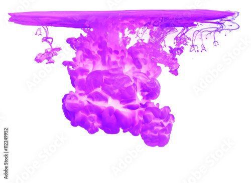 Purple ink in water creating abstract shape