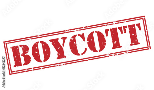 boycott red stamp on white background