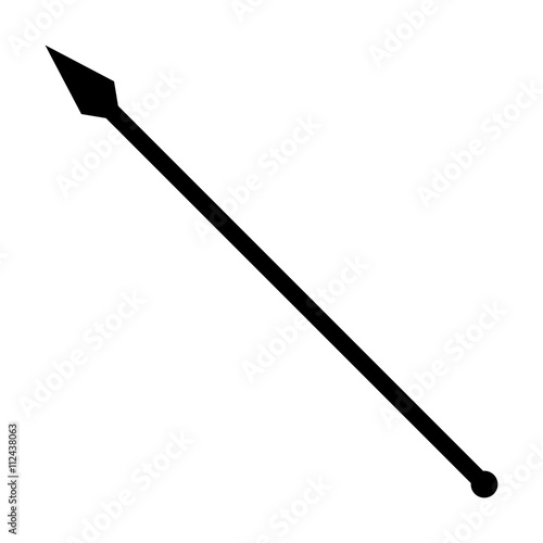 Medieval spear weapon with pointed head flat icon for games and websites