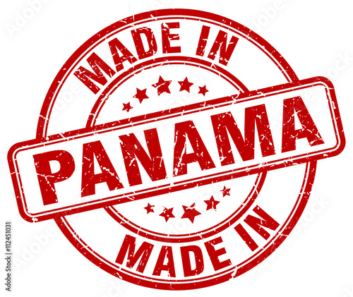 made in Panama red grunge round stamp