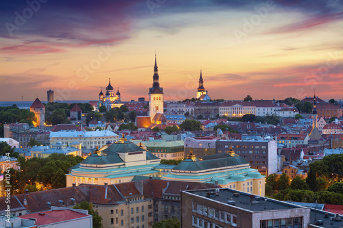 Tallinn. Image of Old Town Tallinn in Estonia during sunset.