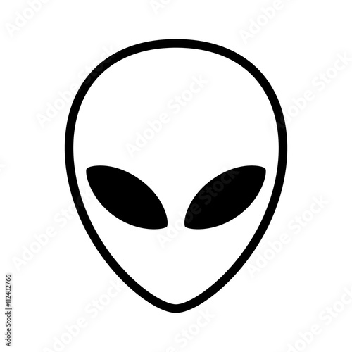 Extraterrestrial alien face or head symbol line art icon for apps and websites