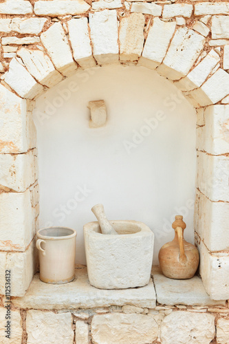 Typical apulia handicraft, stone mortar
