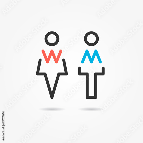 Restroom vector icons. Man and woman toilet icons. Gentleman and lady symbols. 