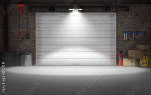 Empty car repair garage background. 3d rendering
