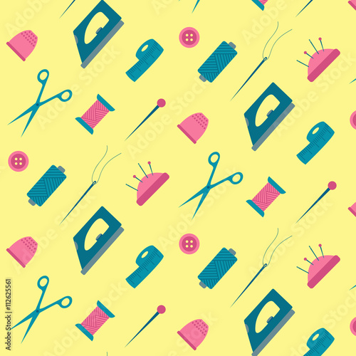 seamless vector pattern with sewing elements