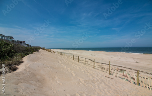 Private Beach on the Atlantic Ocean with Blue Sky