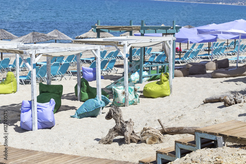 beach bar, in Preveza city, Greece, summer holidays